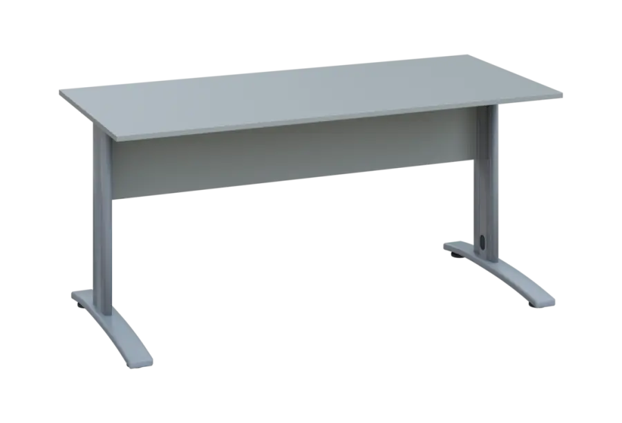 EPK 17 - 16 stůl kancelářský, kovová podnož stříbrná, deska 18 mm, široký 1600 mm, šedá